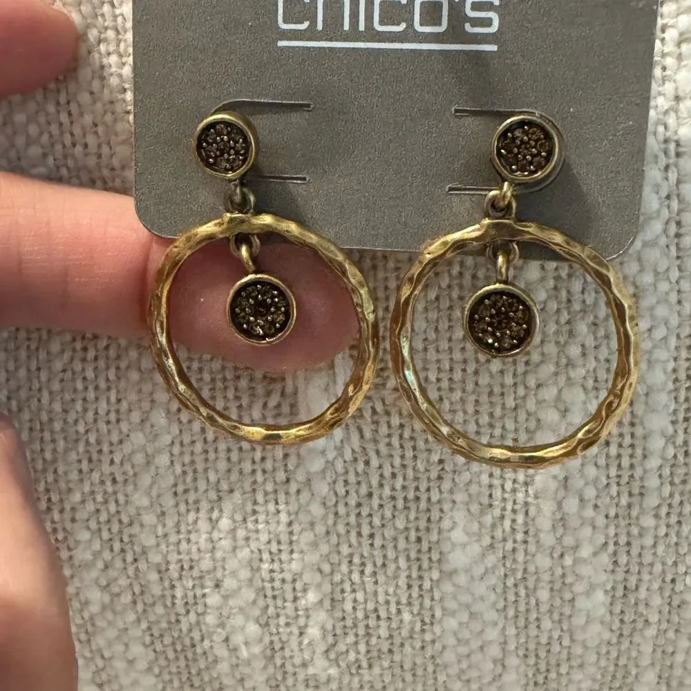 0043-Chico's Gold Dangle Earrings